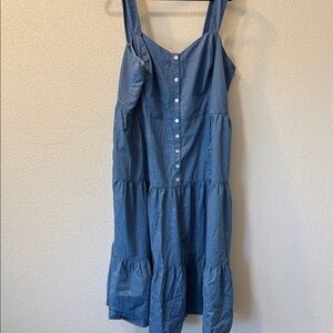 Madewell Blue Tiered Midi Dress